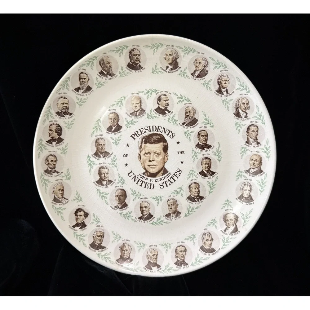 Presidents Of The United States Collector Plate Vintage 1960s John F Kennedy JFK